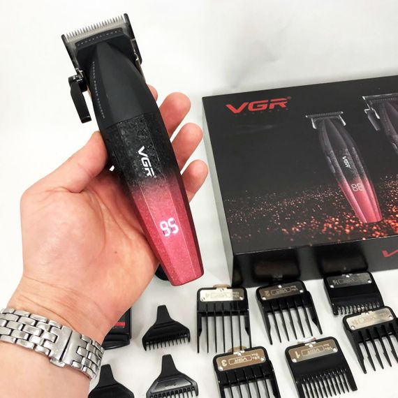 Професійний набір для стрижки волосся VGR V-640 акумуляторний Barber Combo PREMIUM. Колір: червоний | Зображення 6