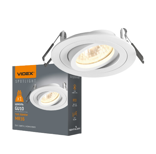 LED Світильник врізний під лампу GU10 30W круглий білий VL-SPF08R-W Videx