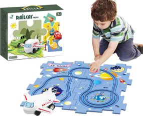 Пазл для детей "Railcar Puzzle" с игрушечным самолетом (5 деталей)