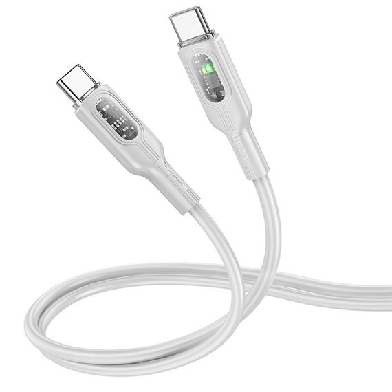 Дата кабель Hoco U120 Transparent explore intelligent power-off PD 60W Type-C to Type-C (1.2m) | Зображення 1