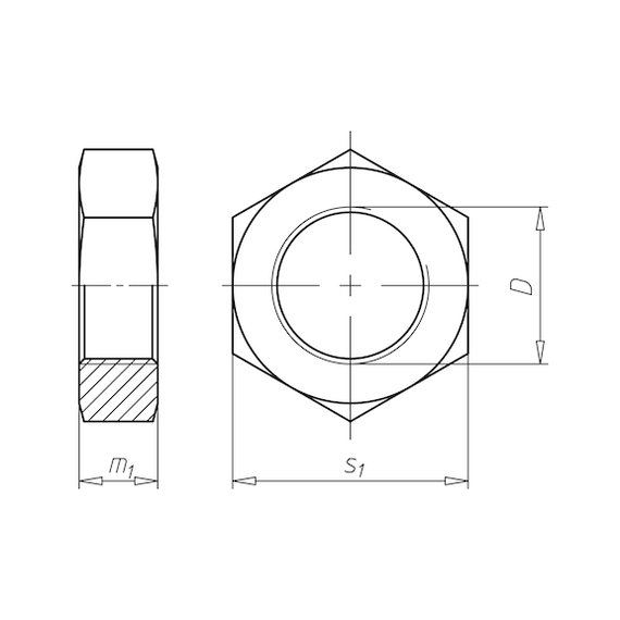 Гайка шестигранна низька DIN439-B - 04 (A2K) - SW27, M18 | Зображення 1