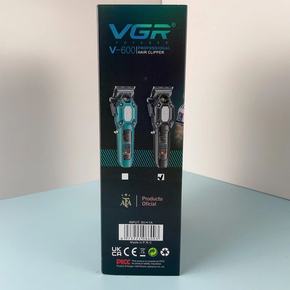 Акумуляторна машинка для стрижки з потужним мотором 7000 RPM, LED-дисплеєм та 6 насадками XPRO VGR V-600 BLACK (45689-V-600 BLACK_587) | Зображення 2