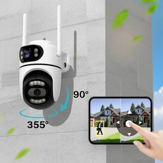 Вулична Wi-Fi камера на 2 об'єктиви, 8MP (від Type-C) Q2/Поворотна камера відеоспостереження/WiFi камера спостереження | Зображення 8
