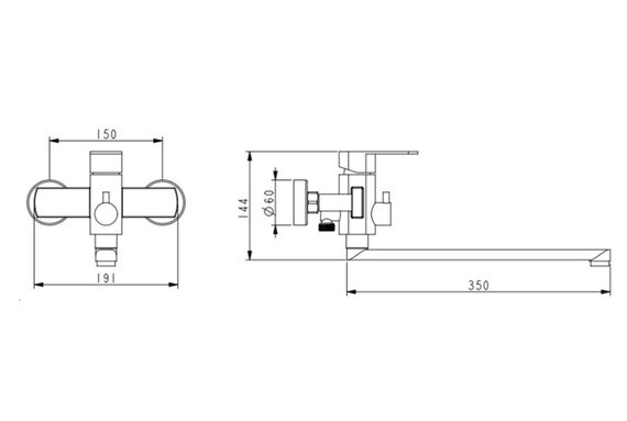 Змішувач для ванни Lidz Luna 005 LDLUN005NKS46093 | Зображення 3