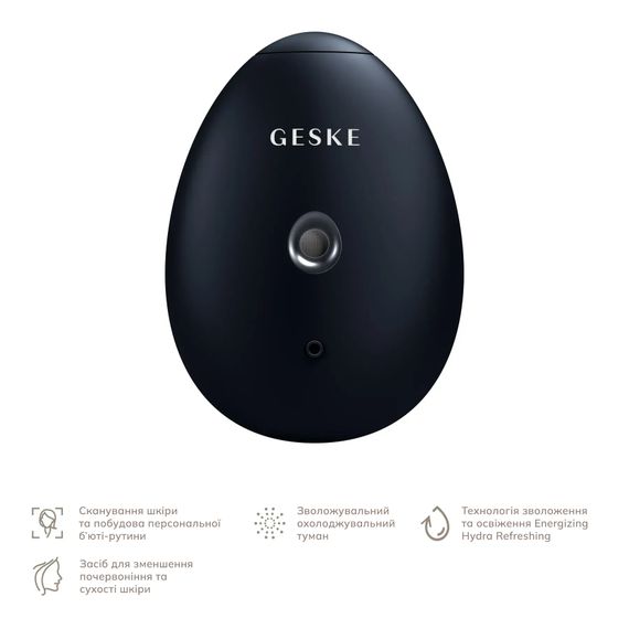 Электронный освежитель для увлажнения лица GESKE Facial Hydration Refresher 4в1 gray, Черный | Зображення 1