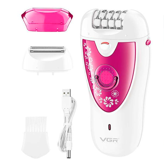 Эпилятор женский аккумуляторный с подсветкой VGR 2 в 1 V-722, 2 насадки