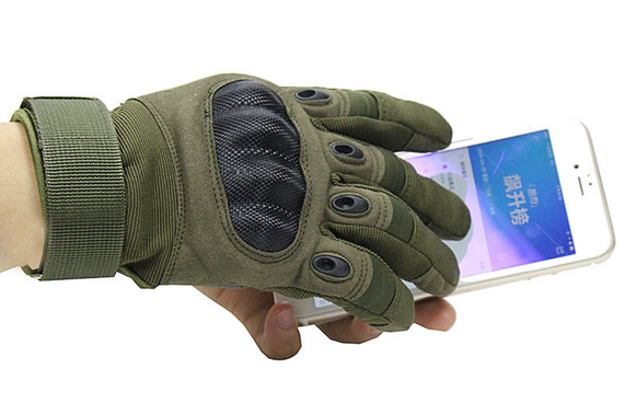 Рукавиці тактичні Primo Carbon повнопалі, сенсорні, розмір L - Army Green | Зображення 4