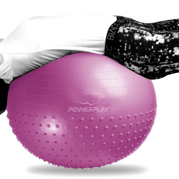 М'яч для фітнесу (фітбол) напівмасажний PowerPlay 4003 Ø75 cm Gymball Бузковий + помпа | Зображення 2