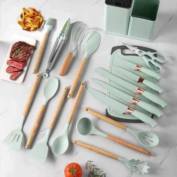 Набір кухонного приладдя 19 предметів Kitchen Set Бірюзовий