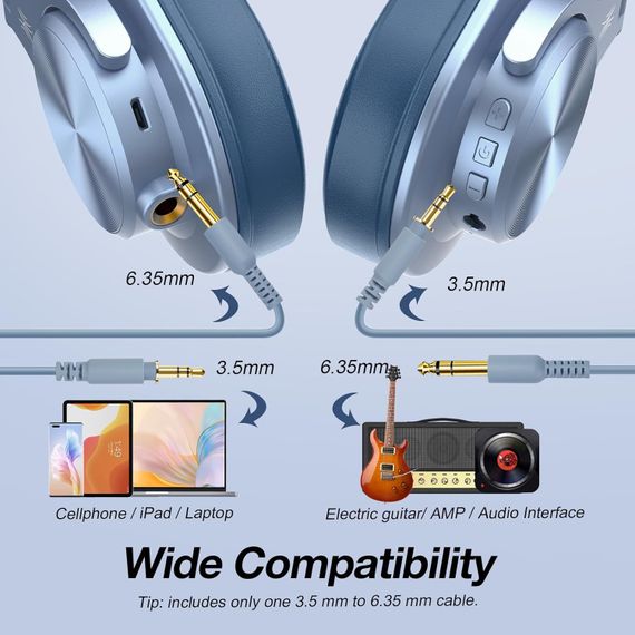 Гарнітура OneOdio Fusion A70, Bluetooth+3,5мм/6,35мм, Sky Blue | Зображення 5