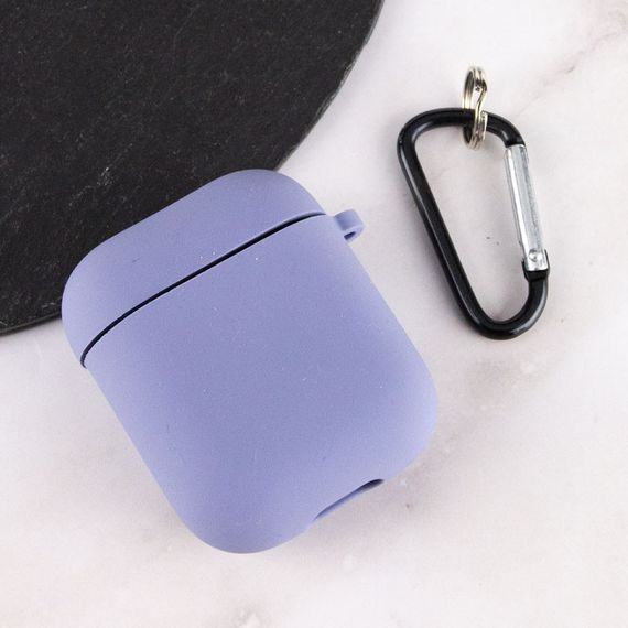 Силиконовый футляр с микрофиброй для наушников Airpods 1/2 Серый / Lavender Gray | Зображення 2