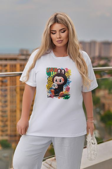 Женская футболка с принтом Labubu цвет белый, размер 46/48, GF05257
