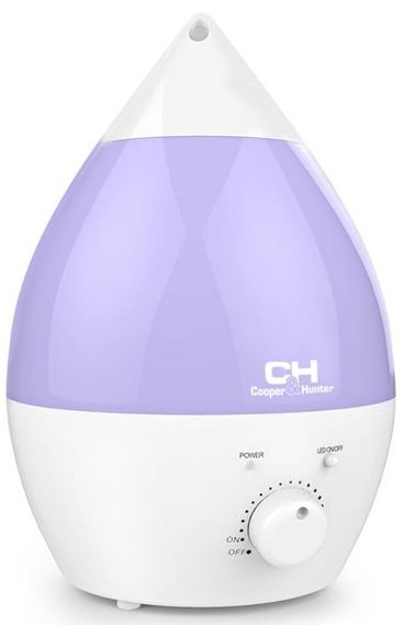 Зволожувач повітря Cooper&amp;Hunter ультразвуковий, 30м2, 2,8л, 250мл/г, мех. кер-ння, авт. вимк, підсвітка, фільтр, білий (CH-2828)
