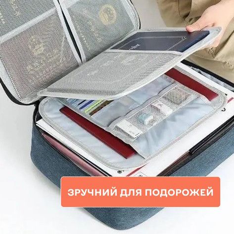 Дорожній кейс сумка органайзер для зберігання документів та гаджетів з кодовим замком. Колір: синій | Зображення 3