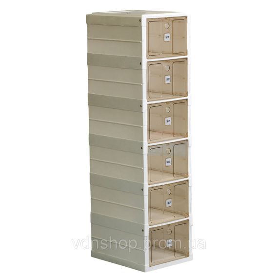 Шафа для взуття портативна пластикова 33 х 26х 100 см на 6полиць Біла HPS658 | Зображення 2