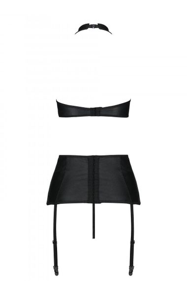 Комплект з еко-шкіри імітація шнурівки Passion NANCY SET XXL/XXXL black топ трусики пояс для панчіх sexstyle | Зображення 5