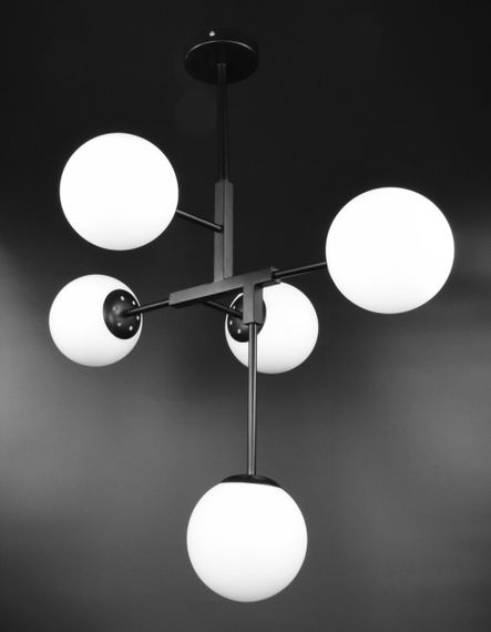 Люстра стельова на 5 лампочок 26613 Чорний 55-105х52х69 см. | Зображення 4