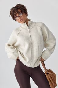 В'язаний кардиган на блискавці вільного фасону - бежевий цвет, ONE SIZE (є розміри)