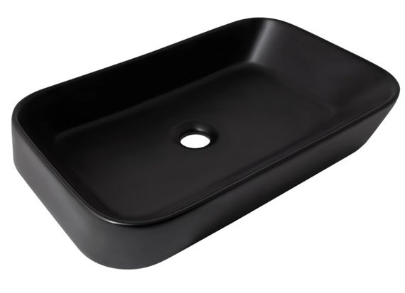 Раковина накладна Qtap Scorpio 550х390х120 мм, Matt Black, прямокутна, без донного клапана QT14112243MBN