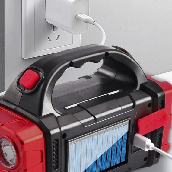 Кемпінговий ліхтар з сонячною панеллю та PowerBank, 2400mAh, USB, Hurry Bolt HB-1678, Червоний / Ручний LED ліхтар | Зображення 5