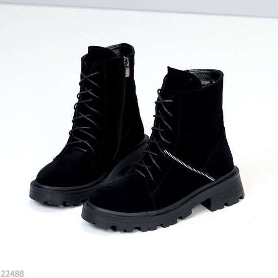 Стильні чорні черевики на кожен день натуральна замша на флісі | Зображення 2