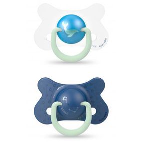 Пустышка Suavinex Синий кит 4-18 мес 2 шт. ночная (307007)