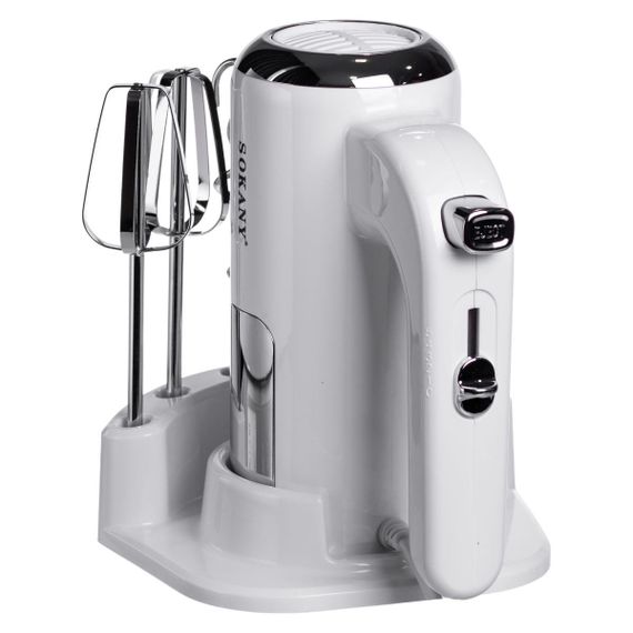 Міксер ручний 2 насадки вінчики та гаки для тіста білий Sokany SK-02025 | Зображення 3