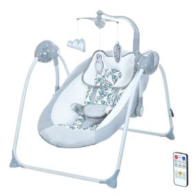 Детский шезлонг-качели TEDDY ME 1075 Gray Mint Feathes