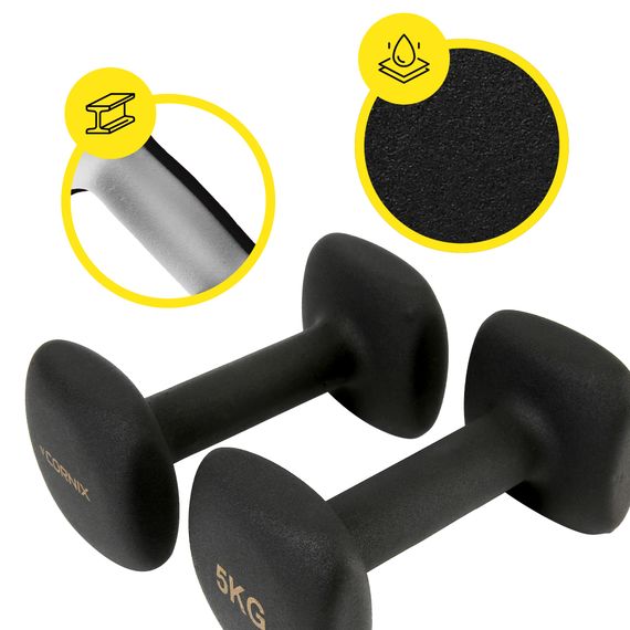 Гантелі вінілові Cornix Square 2 x 5 кг XR-0410 Black | Зображення 1