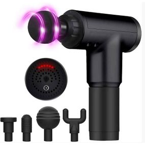 Акумуляторний масажер Fascial Gun KH-320 портативний ручний ударний м'язовий пістолет 4 насадки