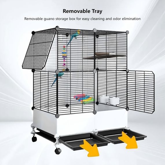 Клетка для птиц + игрушки на колесах KP-84 73х37х139 | Зображення 1