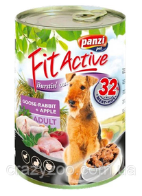 Вологий корм для собак Panzi FitActive c гусем, кроликом та яблуком 1.24 кг