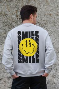 Утеплений оверсайз світшот на флісі з принтом Without Smile Gray