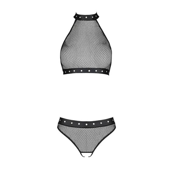 Білизна з відкритим доступом Passion MOONLIGHT SET L/XL black топ, стрінги | Зображення 2