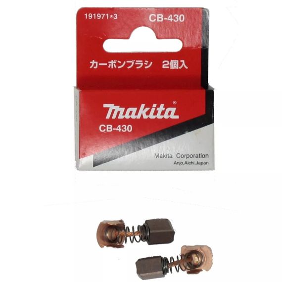 Щетки угольные Makita CB-430 для 4331D, 6317D, 6319D, 6337D, 6339D, 6347D, 6349D, 8414D, 8434D, 8444D, BDF460, BGA402, BGA450, BGA452, BGD800, BGD801, BHP460, BHR162, BHR200, BHR240, BJN160, BJN161, BJS100, BJS101, BJS160, BJS161, BJV140,BJV180 (191971-3)