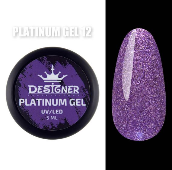 Гель-краска P12 Designer Platinum Gel с блестками 5мл | Зображення 2