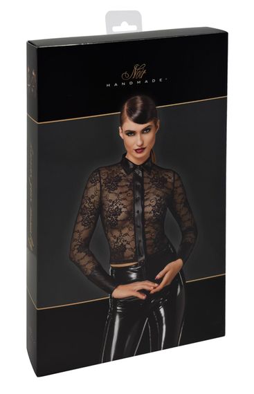 Блуза Noir Handmade F377 Noirelle Lace Button-up Shirt XS, Чорний | Зображення 6