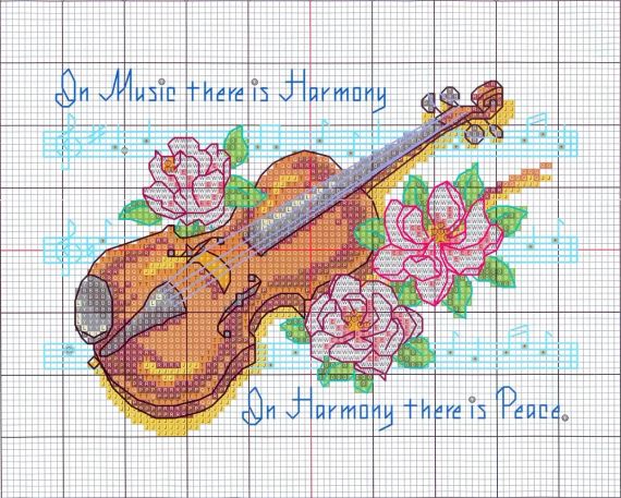 Набір для вишивання за нанесеною на канву схемою "Violin". AIDA 14CT printed, 25*19 см | Зображення 2