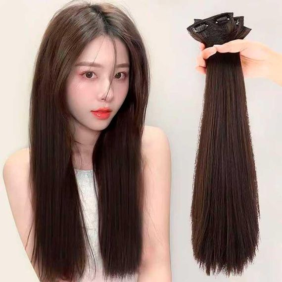 Набор трессов на заколках 3 шт 55 см коричневый | Зображення 1