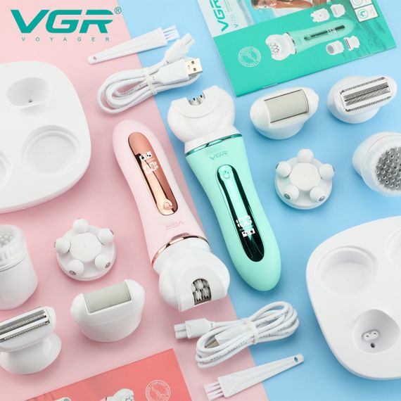 Епілятор VGR 5 в 1 V-751, 5 насадок. Колір: рожевий | Зображення 3