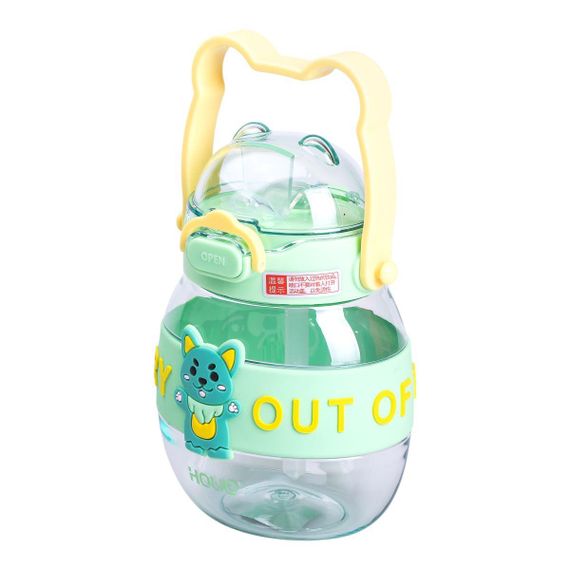 Пляшка для води дитяча з трубочкою 580 мл з ручкою та ремінцем Зелена HP-14-37GR | Зображення 2