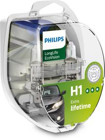 Комплект галогеновых ламп PHILIPS 12258LLECOS2 H1 55W 12V P14,5s LongLife EcoVision