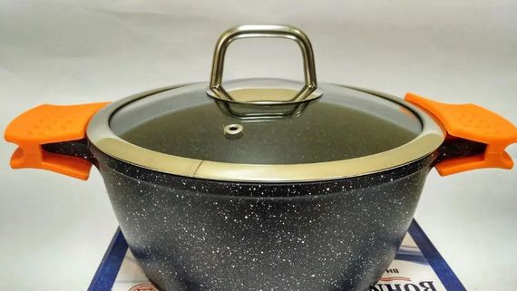 Кастрюля Bohmann BH 7350-22 MRB 22 см 3л двойное дно мраморное покрытие | Зображення 3
