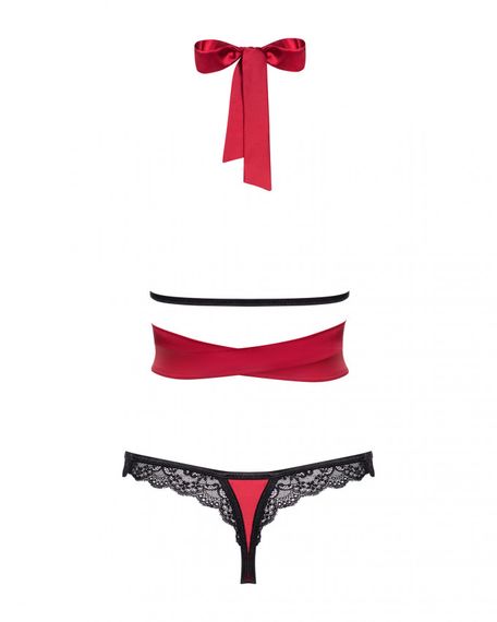 Комплект із мереживом Obsessive Sensuelia top Червоно-чорний S/M | Зображення 5