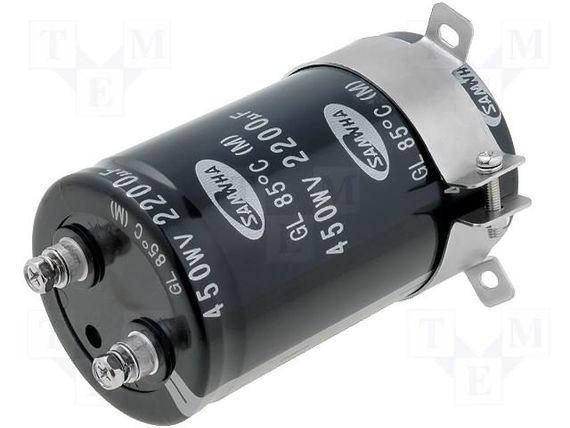220000mkf - 25v   GT 64*120  SAMWHA (клеми з гвинтовим кріпленням) -25 ° C ~ + 85 ° C | Зображення 1