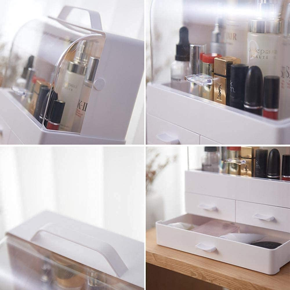 Органайзер для косметики та прикрас із висувними ящиками Cosmetic Box Білий, GW-880 | Зображення 1