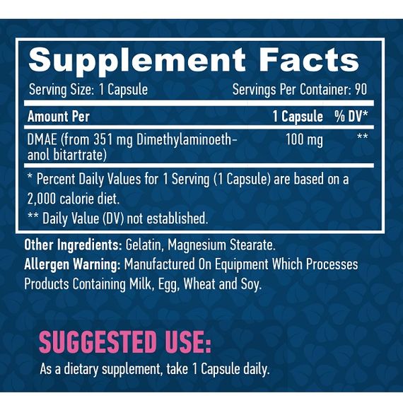Диметиламиноэтанол Haya Labs DMAE 351 mg 90 Caps | Зображення 1