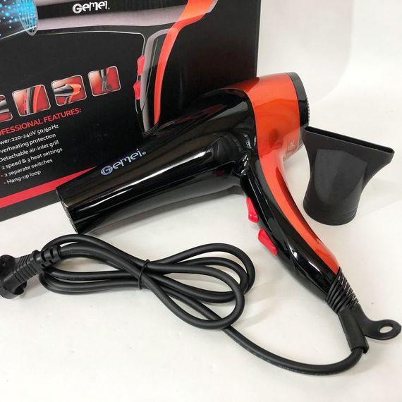 Фен для дома GEMEI GM-1766 2.6 кВт, Фен дорожный для укладки, Мощный ионный фен, KQ-941 Профессиональный фен | Зображення 7