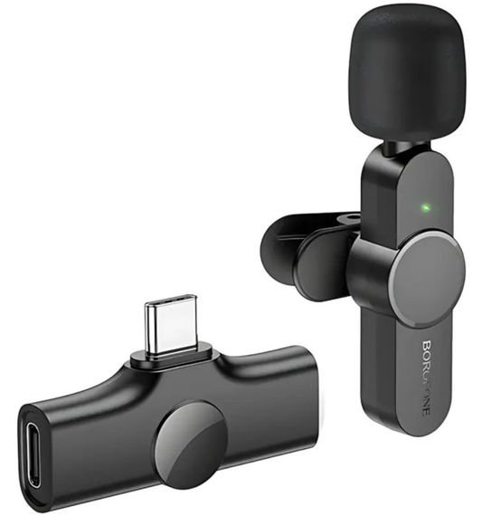 Беспроводной петличный микрофон Borofone BFK12 Type-C - Black | Зображення 1