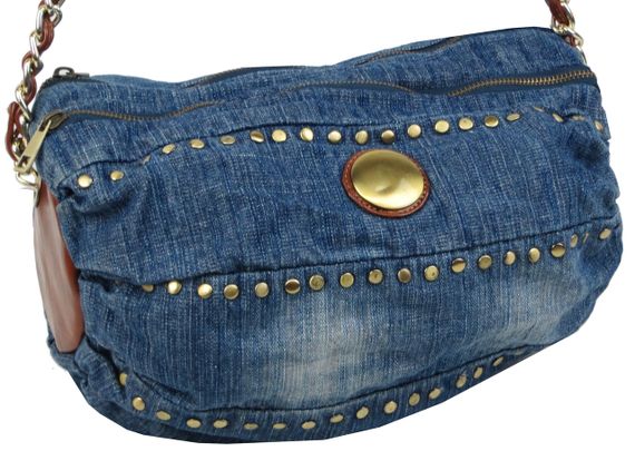 Уцінка! Циліндрична жіноча джинсова сумка Fashion jeans bag синя | Зображення 5